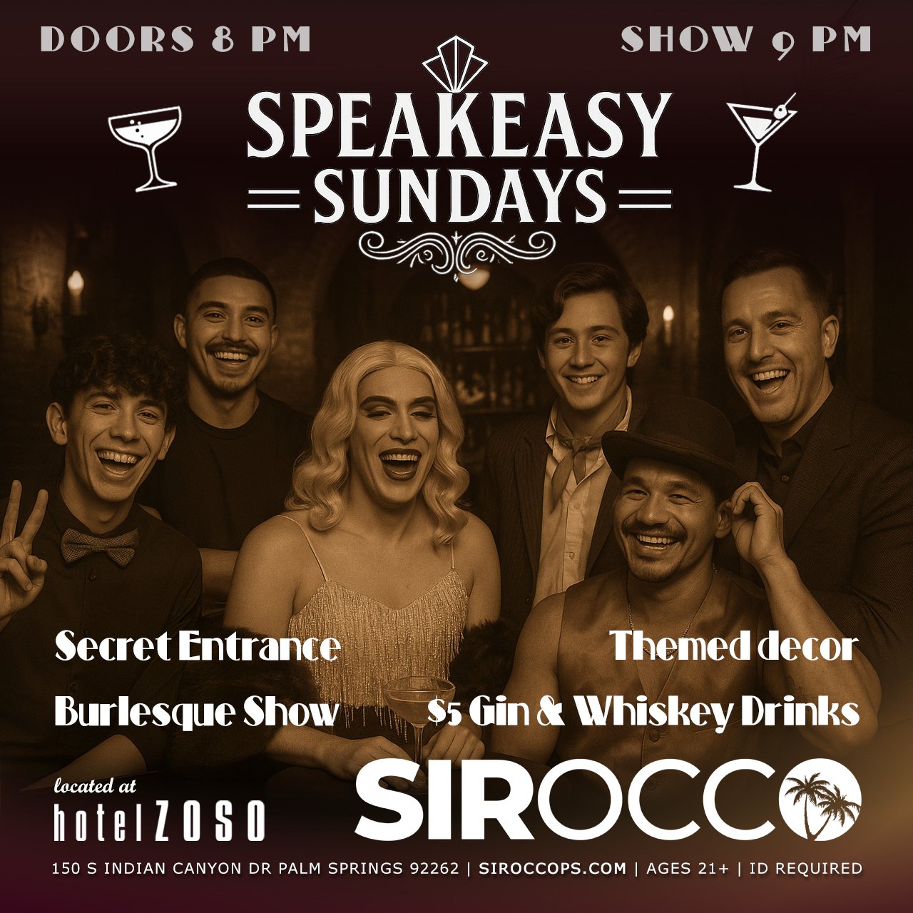 Speakeasy Sundays at Sirocco with Burlesque Show